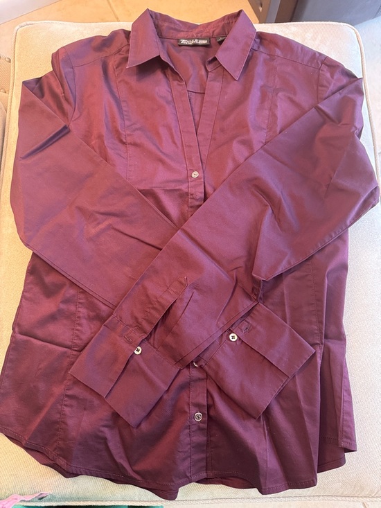 New York & Company Tops - New York & Company 7th Avenue Button-Up Dress Shirt in Deep Plum Size L